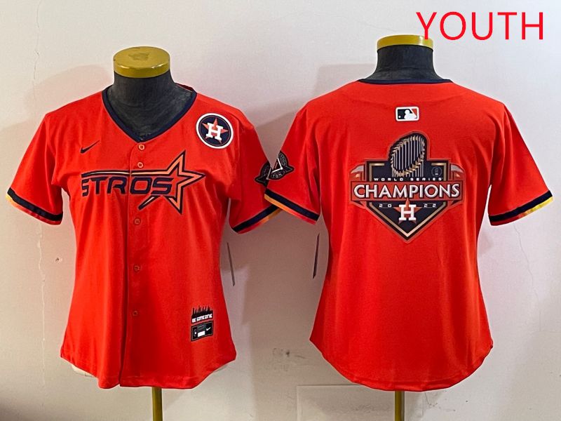 Youth Houston Astros Blank Orange Three generations Joint Name 2025 Nike MLB Jersey style 24->youth mlb jersey->Youth Jersey